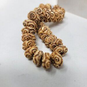 Genuine Bone Beads Loose Roundels Carved Bone 28 pcs 13 x 6mm